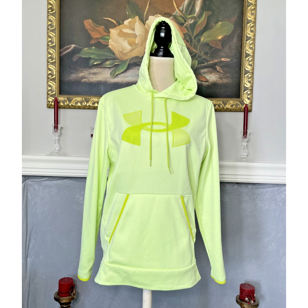Under Armour Neon Lime Green Hoodie ColdGear Sweatshirt Small